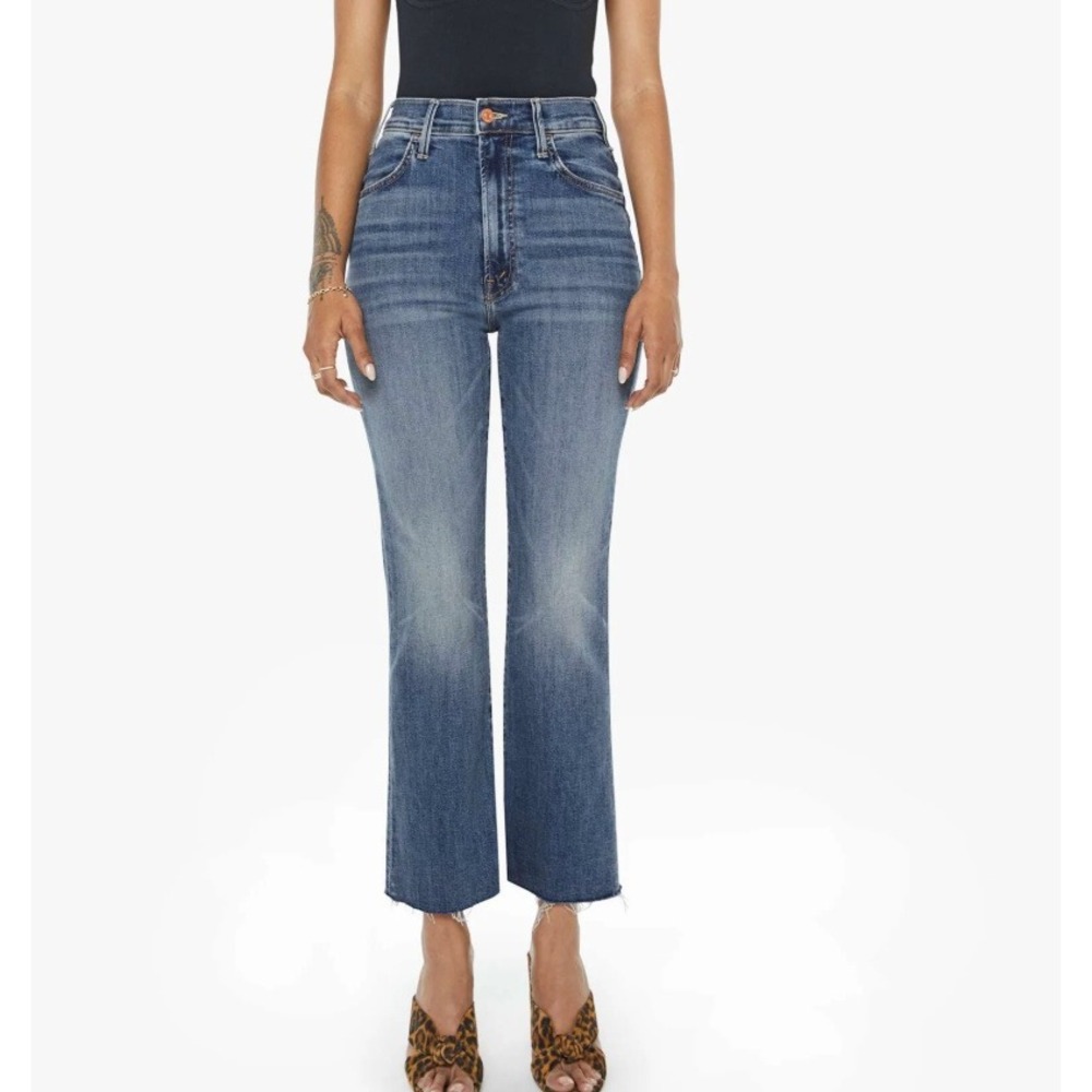 Lil' Mother Petite Hustler Ankle Fray Jeans in Healing Jar‎ Blue sz 29